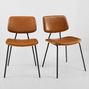 Art Leon Mid Century Modern Bentwood Dining Chairs with Faux Leather and Metal Frame, Set of 2 - 1 of 4