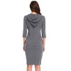 Women's Sweatshirt Dress 3/4 Sleeve Hoodie with Front Pocket Knee Length Slim Fit Pullover Hoodie Dress - 2 of 4