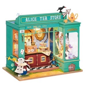 ROBOTIME Alice's Tea Store Dollhouse Kit Miniature DIY House Kit Birthday Gifts for Boys & Girls, Multicolor, 7.9"*5.4"*8.7" - 1 of 4