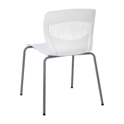 White Armless Metal Stacking Reception Chairs, Set of 5
