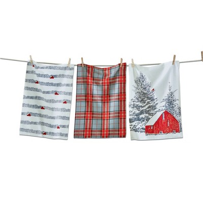 tagltd Winter Sketches Dishtowel Set Of 3 Dish Cloth For Drying Dishes And Cooking
