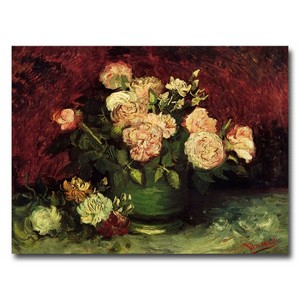 Trademark Fine Art -Vincent van Gogh 'Peonies and Roses' Canvas Art - 1 of 2