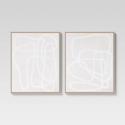 Photo 1 of (Set of 2) 24 x 30 Line Drawing Wall Canvases Gray/White - Threshold