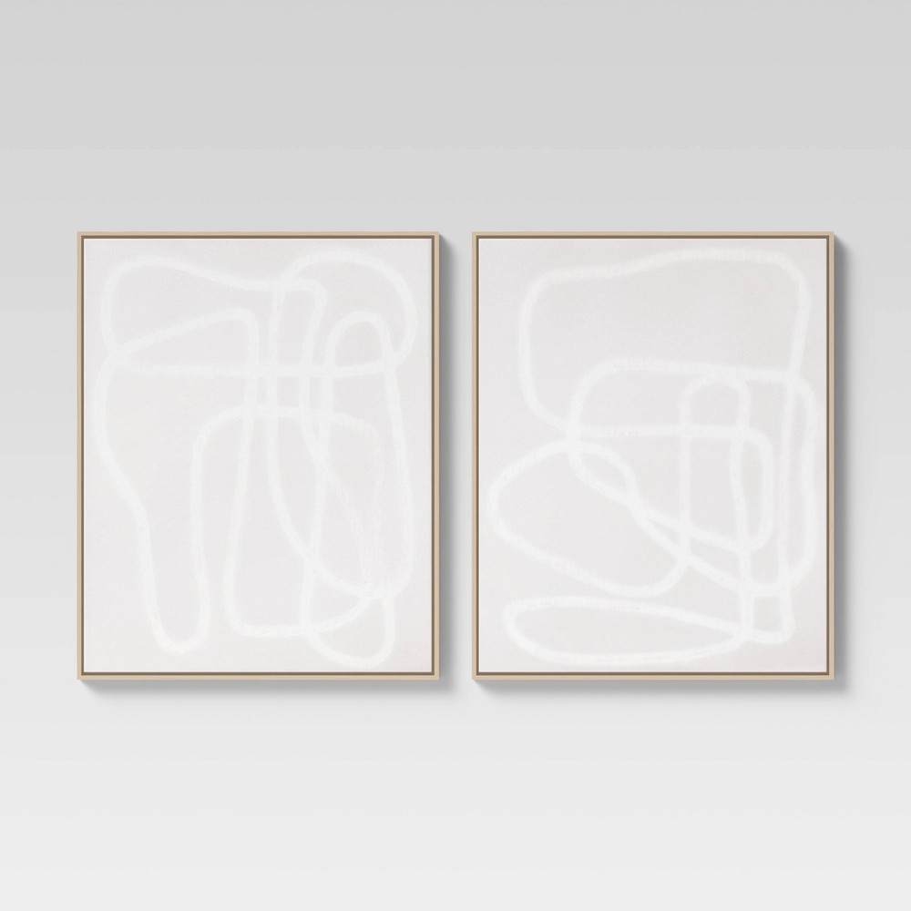 (Set of 2) 24" x 30" Line Drawing Wall Canvases Gray/White - Threshold