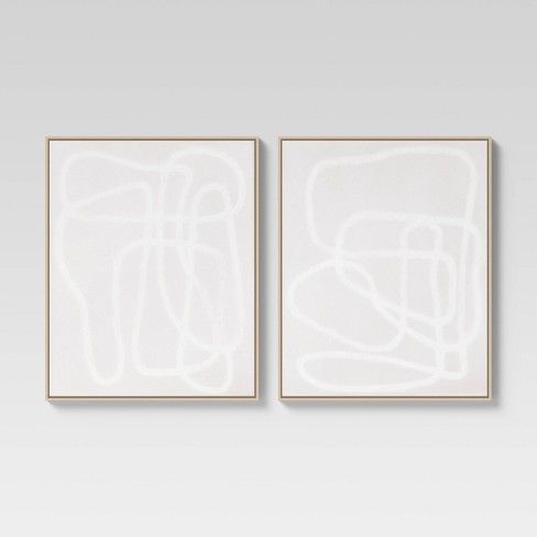 (Set of 2) 24 x 30 Line Drawing Wall Canvases Gray/White - Threshold™