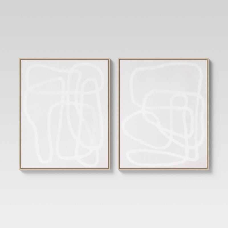 (Set of 2) 24&#34; x 30&#34; Line Drawing Wall Canvases Gray/White - Threshold&#8482;, 1 of 15