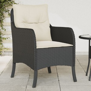 vidaXL Patio Chairs with Cushions 2 pcs Black Poly Rattan - 1 of 4