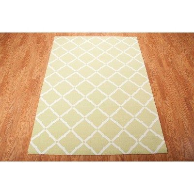 Handmade Floral Light Green Synthetic 7'9" x 10'10" Area Rug