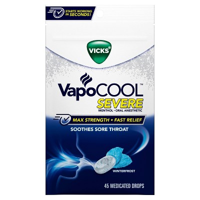 Vicks VapoCOOL Severe Medicated Throat Drops - Menthol - 45ct