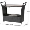 GDFStudio Lourdes Outdoor Wicker and Aluminum Serving Bar Cart - 3 of 4