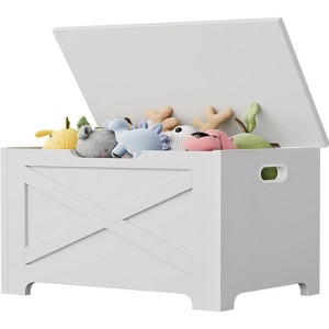 Wooden Storage Bench, 23.6" Toy Chest with Safety Hinge, Multi-Use Entryway Seat, for Living Room, Bedroom, Easy Assembly - 1 of 4