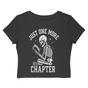 Rerun Island Women Just One More Chapter Skeleton Short Sleeve Graphic Cotton Baby Tee - 1 of 4