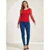 Allegra K Women's Slim Fit Sheer-Long-Sleeves Flower Embroidery Lace Top - 3 of 4