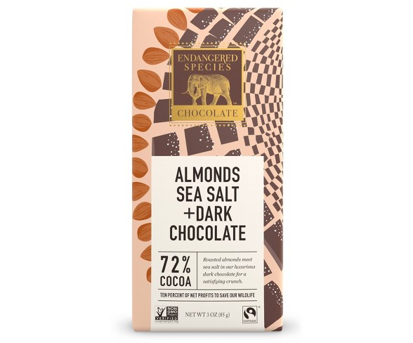 Endangered Species Chocolate Dark Chocolate with Sea Salt & Almonds - 3oz