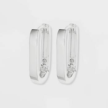 Silver Plated Oval Hinged Endless Hoop Earrings - A New Day™ Silver