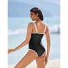 AI'MAGE Womens One Piece Swimsuit Ribbed High Cut Bathing Suit Color Block Sport Swimwear with Adjustable Strap S-2XL - 2 of 3