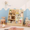 Kids Wooden Bookcase and Toy Storage Organizer, 4-Tier Multifunctional Shelf Display Stand for Nursery Playroom Toddler Bedroom - Natural - 3 of 4