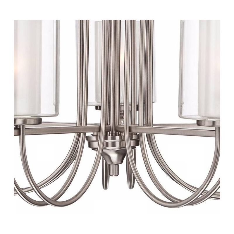 Possini Euro Design Melody Brushed Nickel Pendant Chandelier 26 3/4" Wide Modern Clear Outer Frosted Inner Glass 5-Light Fixture for Dining Room House, 3 of 10