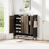 Acekool 6-Tier Shoe Storage Cabinet, Black Handleless Modern Entryway Organizer, 3 Doors, Built-In Hooks, Spacious Shoe Rack - 3 of 4