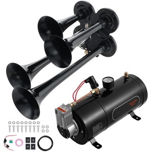 VEVOR Train Horns Kit, 4 Trumpet Air Horn Kit, 150dB Train Horns for Pickup Trucks, 12V 120 psi Air Compressor 0.8 Gal/3 L Tank with Gauge - 1 of 4