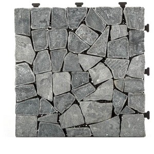 Courtyard Casual Natural Travertine Stone Gray Deck Tile, 6 pc Set - 1 of 4