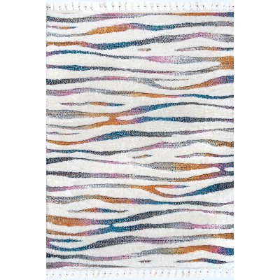 Nuloom Jodie Rainbow Zebra Braided Tassle Indoor Area Rug