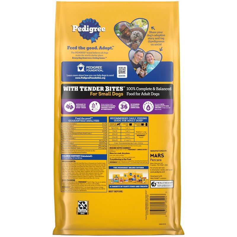 Pedigree with Tender Bites Chicken & Steak Flavor Small Dog Adult Complete & Balanced Dry Dog Food, 3 of 10