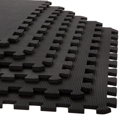 Stalwart 25"x25" 6pk Interlocking EVA Foam Floor Mats Black