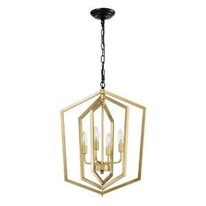VYNXARIA 4 - Light Gold and Matte Black Vintage Cage Ceiling Lights, Adjustable Farmhouse Pendant Chandelier - 1 of 4