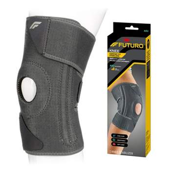 MUELLER Sports Medicine Hinged Wrap Around Knee Brace for Adults, Men and  Women Knee Support for Pain, Injury, or Arthritis,Black/Gray,13-21 Inches