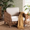 bali & pari Vevina Mahogany Wood and Woven Seagrass Arm Chair White/Natural Brown/Dark Brown: Polyester Upholstery, No Assembly Required - 3 of 4