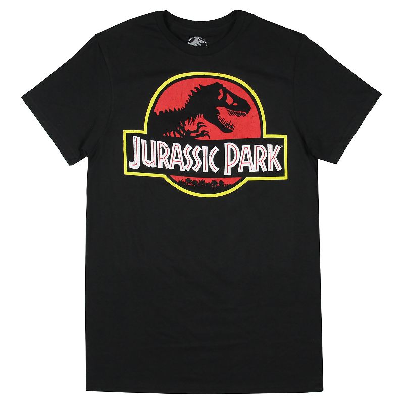 Jurassic Park Men's Distressed Vintage Classic Logo T-Shirt Tee, 1 of 4
