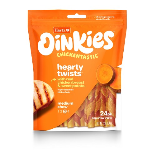 Oinkies Hartz Hearty Twist Dog Treats With Chicken Sweet Potato Flavor 8oz 24ct Target