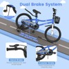 Infans 18 Inch Kids Bike w/Training Wheels & Handbrake, Fully Enclosed Chain, Adjustable Handlebar & Seat w/Basket, Blue Chessboard Pattern - 3 of 4