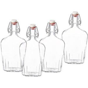 Bormioli Rocco Fiaschetta Glass 17 Ounce Hermetic Pocket Flask, Set of 4,Clear - 1 of 4