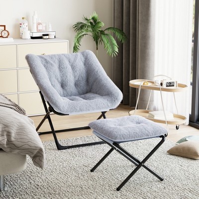 Saucer Chair, Plush Comfy Seat with Non-Slip Base, XL Foldable Lounge Chair for Teens and Adults, Accent Chair for Bedroom Dorm