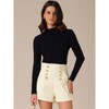INSPIRE CHIC Women's Tweed Plaid Button Front High Waist Wide Legs Office Elegant Shorts - 3 of 4