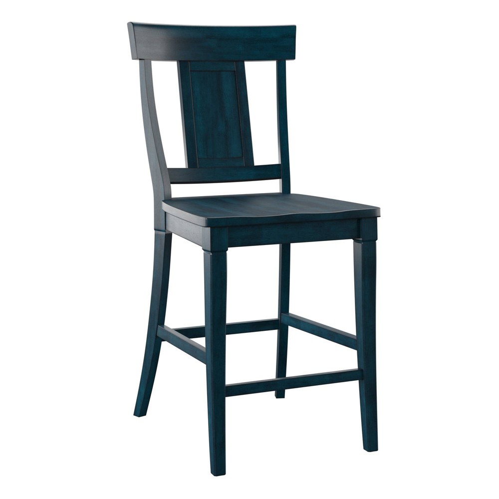 24" Set of 2 South Hill Panel Back Wood Counter Height Barstools Denim - Inspire Q: Kitchen, Armless