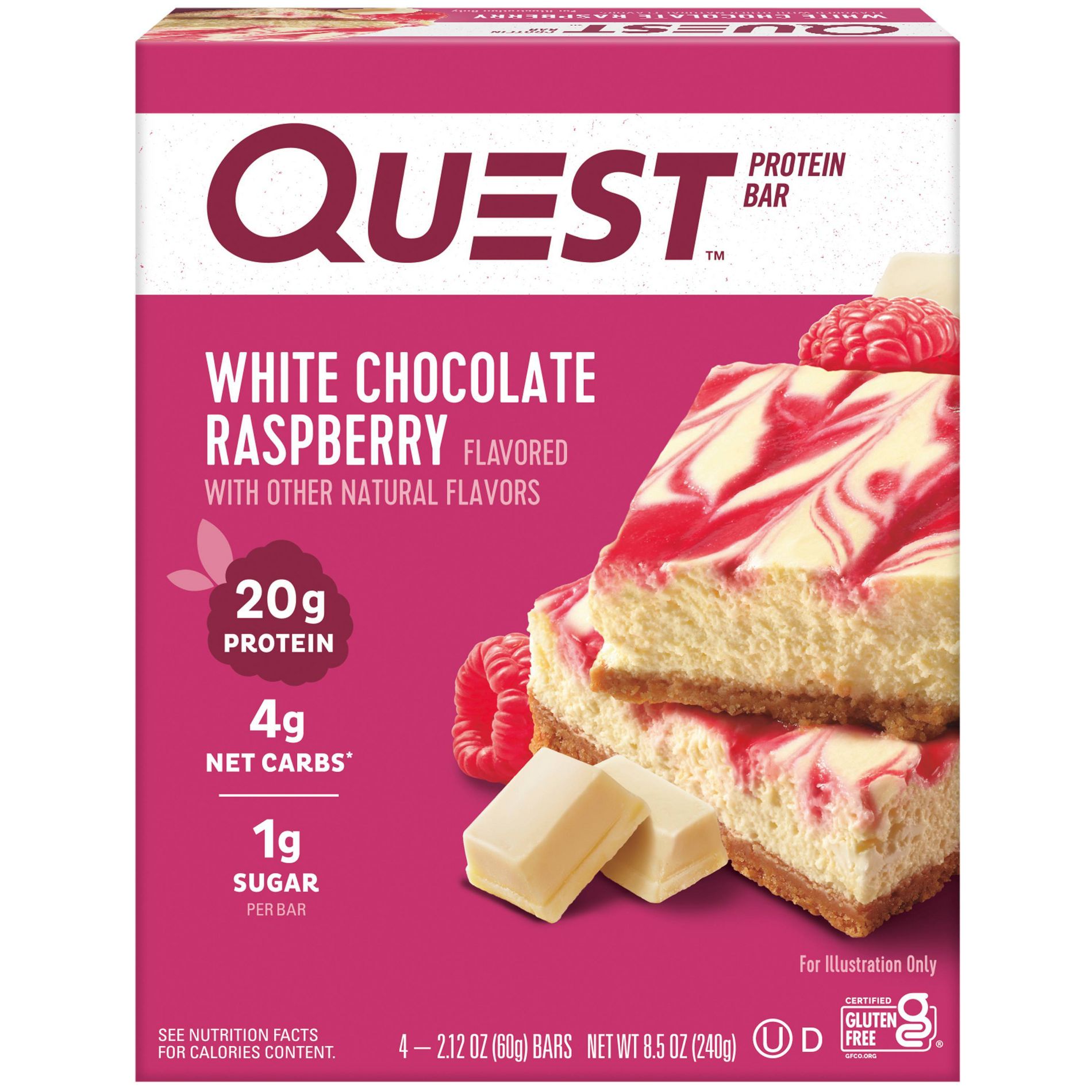 Quest Nutrition 20g Protein Bar - White Chocolate Raspberry - 4ct