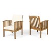 Set of 2 Outside Club Chair Water Resistant Fabric with Acacia Wood-Christopher Knight Home - 2 of 4