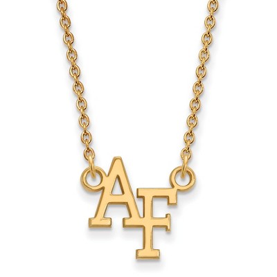 Black Bow Jewelry 14k Yellow Gold United States Air Force Academy Fighting Falcons NCAA Necklace 18 Inch