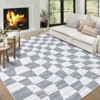 Washable Modern Checkered Area Rug | Stain Resistant Soft Geometric Throw Rug | Non-Slip Low Pile Accent Carpet for Living Room, Dining, Nursery - 2 of 4