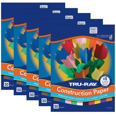 5pk 50 Sheets/Pk 9" x 12" Tru-Ray Construction Paper Multicolor - Pacon