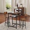 KTMBDW Bar Table and Chairs Set, 2-Layer Table & 2 Stools with Backrest, Metal High Top Table Breakfast Stools Set for Living Room, Kitchen - 2 of 4