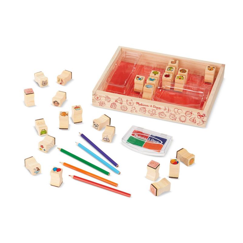 Melissa &#38; Doug Wooden Stamp Set, Favorite Things - 26 Wooden Stamps, 4-Color Stamp Pad, 5 of 12