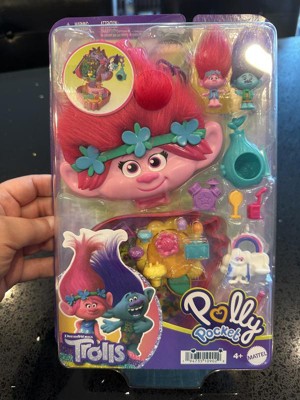 Polly Pocket & Dreamworks Trolls Compact Playset With Poppy & Branch Dolls  & 13 Accessories : Target