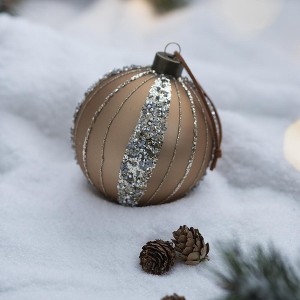 YOOCOZZ Trendy Household Christmas Decoration 6 Set, 3.9" Eye Catching Gold Xmas Ball Ornaments, Glass Decorative Hanging Ball Xmas Tree Ornaments - 1 of 4