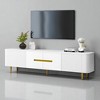 78.7" TV Stand for Up to 85" TVs, MDF Cabinet with 4 Storage Compartments, Cable Management, Gold Metal Legs, Minimalist Entertainment Console - 3 of 4