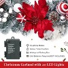 6 Ft Pre-Lit Christmas Garland, 20 LED Lights Christmas Garland for Mantle Staircase Table, Artificial Xmas Indoor Outdoor Decoration, Red Flower - 3 of 4