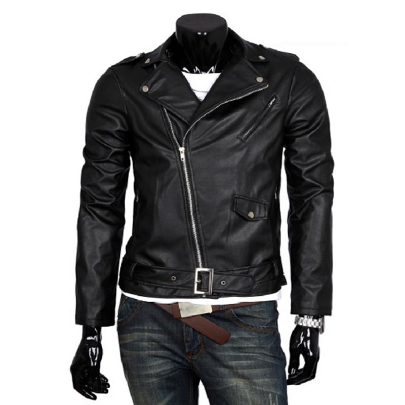 Men Leather Jacket Slim Fit Motorcycle Jacket Zipper Casual Coat Spring Autumn Winter, 5 of 7